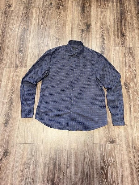 Men Ermenegildo Zegna Shirt Navy Cotton 42 / XL / #3V5H