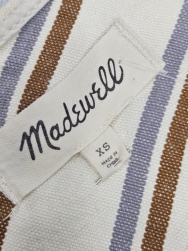 Madewell Cotton Linen Striped Wide Leg Jumpsuit Womens Xsmall Tie Waist Ivory - Photo 7/11