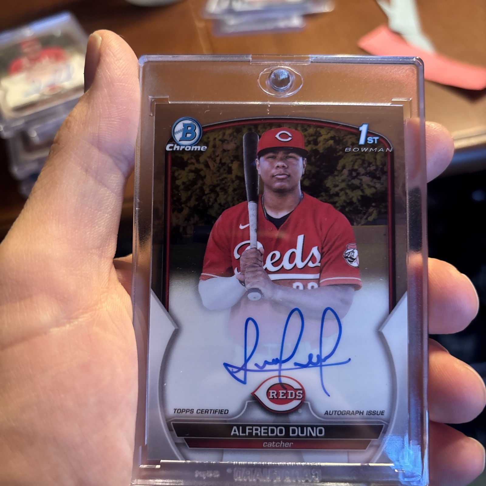 Alfredo Duno 2023 Bowman 1st Base Chrome Prospect Auto Cincinnati Reds CPA-ADU