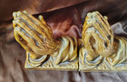 Vintage Lego Japanese Gold Ceramic Praying Hands Bookends — photo 8