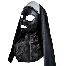 Genuine Leather Nun Mask Unisex Halloween Cosplay Costume Mask Full Head