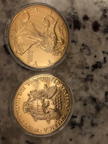 2-1 OZ SILVER EAGLES 2004-2009 BOTH ONE DOLLAR COINS FINE SILVER