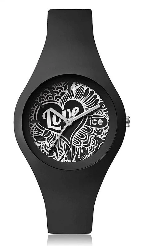 Ice-Watch 001481 Love Small black Doodle Uhr Herz Liebe Silikon schwarz neu M14 - Bild 1 von 1