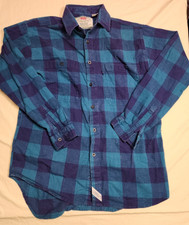 Levi's Shirt Men Medium Blue Plaid Flannel Button Up Long Sleeve Green Tag VTG
