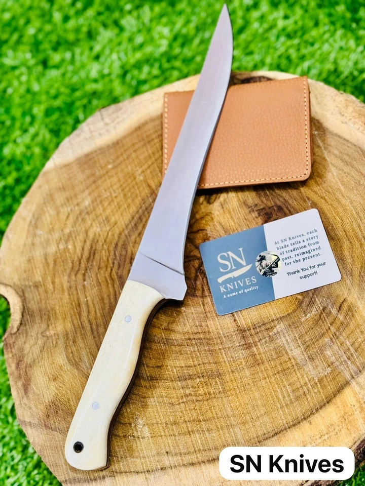 CUSTOM HANDMADE D2 TOOL STEEL HUNTING FILLET KNIFE CAMPING KNIFE W/SHEATH - Image 4 of 4