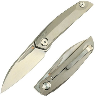 Reate Knives VK Anub Folding Knife 3.25'' Satin Elmax Steel Blade Titanium Handle