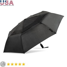Heavy Duty Windproof Vented Auto Open Close 47 Inch Rain Umbrella Storms Black