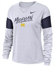 Nike Breathe Women’s Michigan Football Long Sleeve Jersey Shirt Large L Go Blue