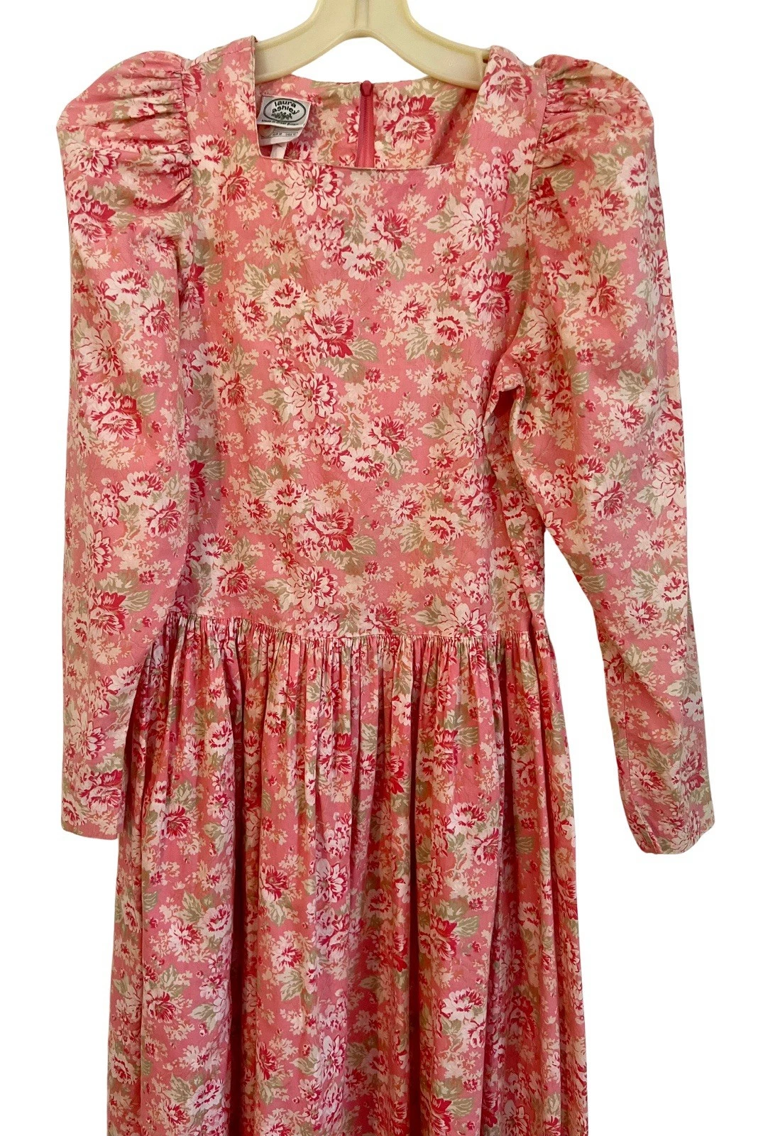 VETEMENTS Abito Laura Ashley anni 80 floreale manica a sbuffo giardino tasche tè come nuovo US 10 UK 12