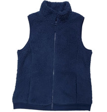 Time And Tru Full Zip Fuzzy Sherpa Fleece Vest Girls Medium Blue Soft Pockets