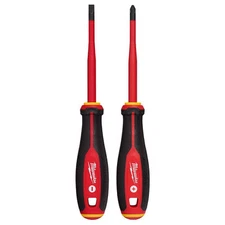1000V Insulated Screwdriver Set 2-Piece Slim Tip Magnetic Phillips Cabinet Red