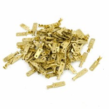 100 Pcs 6mm Speaker Spade Male Terminal Cable Connector Gold Tone KD