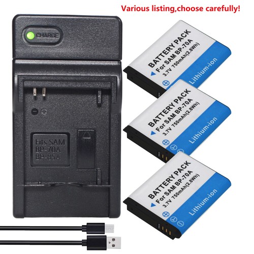 BP-70A Battery or Charger für Samsung AQ100, ES65, ES70, ES73, ES75, ES80, MV800 - Photo 2/45