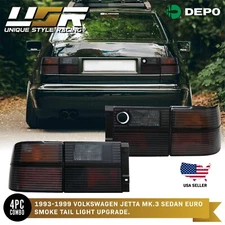 DEPO 4 Piece OE Euro Style Smoked Rear Tail Lights For 93-99 VW Jetta Mk3 3 III
