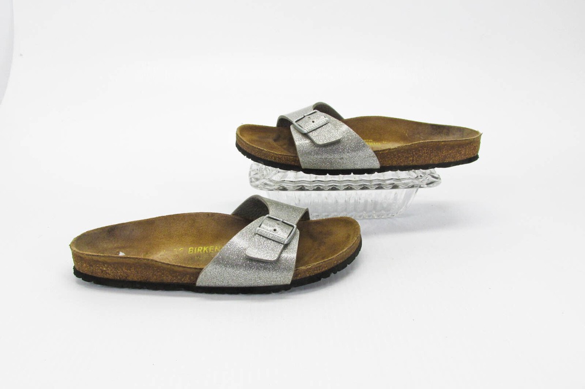 Birkenstock Women Sandal Madrid Size 8N Silver Buckle Slide