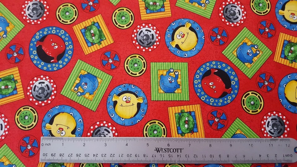 Monster Truck Mania BTY Desiree's Designs Quilting Treasures Red - Image 2 of 3