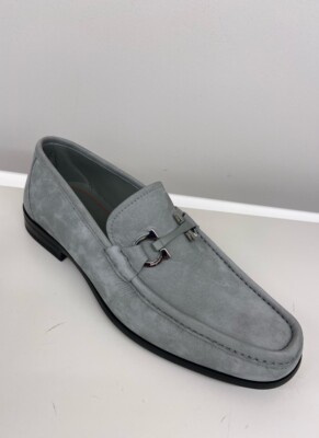 New Salvatore Ferragamo Grandioso Men Gray Loafers Shoes  display picture 1