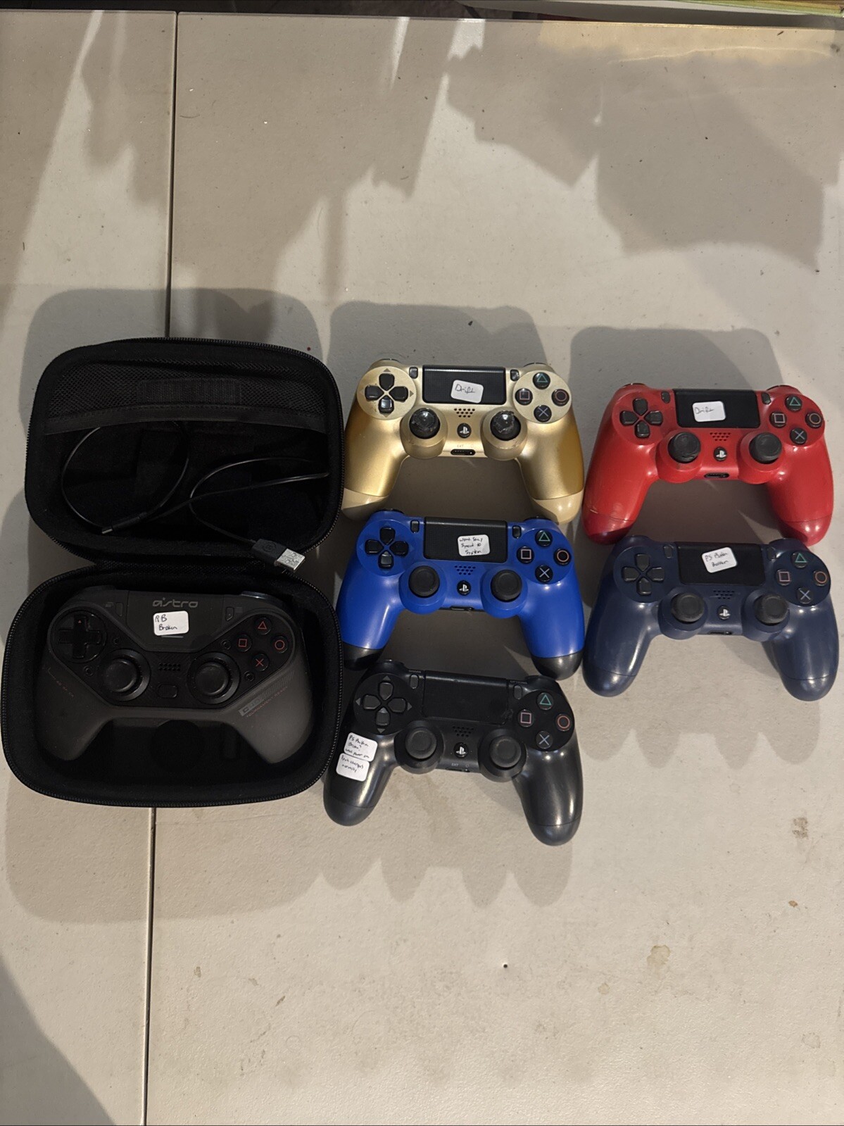 Lot of 6 PS4 Playstation 4 Sony Controllers For Parts Repair - Astro C40