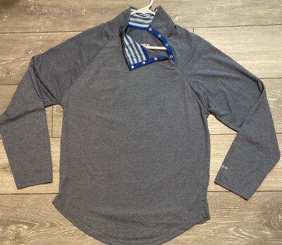 Jason Wu Eva Air Top Women Blue Long Sleeve Snap Button Collar Size Medium