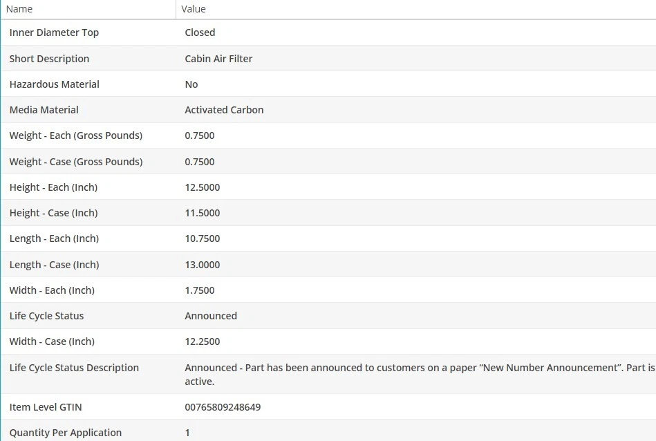 Filtro de aire de cabina WIX para Chrysler Pacifica 2004-2006 V6-3,5 L Foto 4 de 4