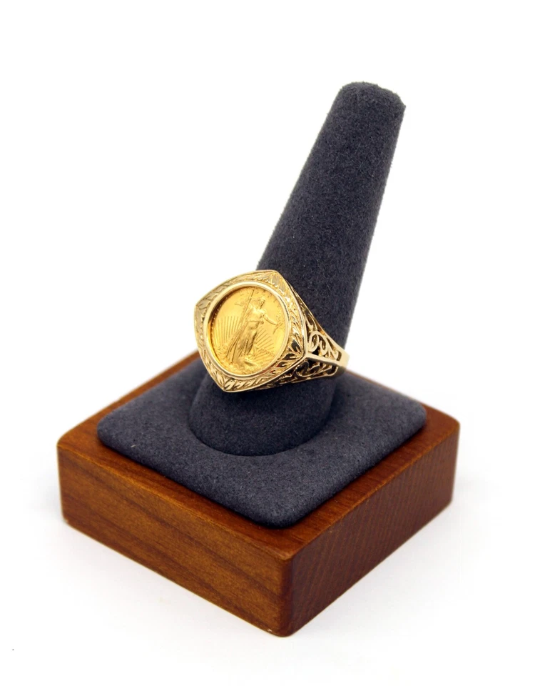 2000 Liberty 1/10oz $5 Gold Coin Mounted in 14K Yellow Gold Ring Size 10.5- 9.5g - Image 3 of 4