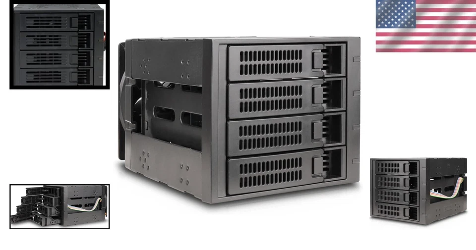 Elegant Black Hot-Swap 3 x 5.25-Inch SATAIII/SAS Drive Cage - 4 HDD Capacity - Image 2 of 4