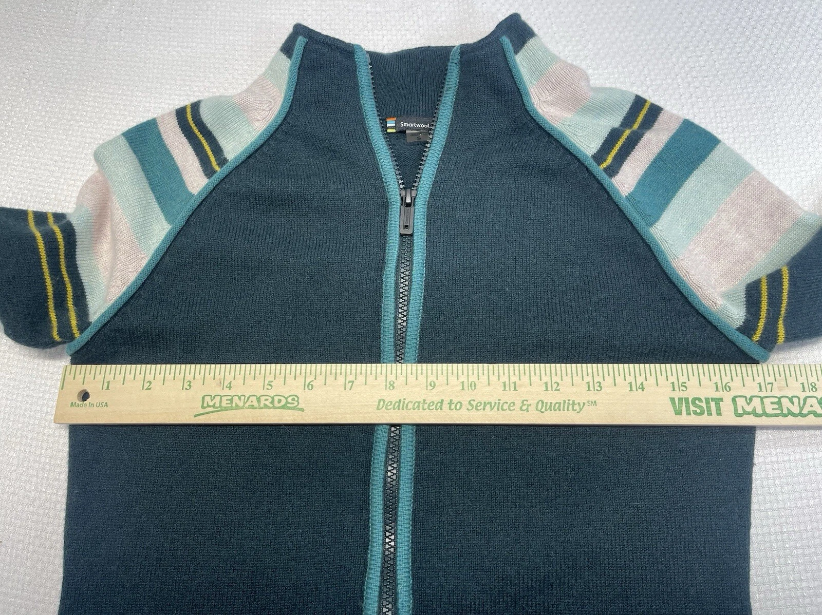 smartwool full zip long sleeve striped wool blend shirt