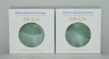 Image of 2 NEW BATH & BODY WORKS KONJAC SPONGE GREEN VEGETABLE FIBERS VEGAN ANTIOXIDANTS