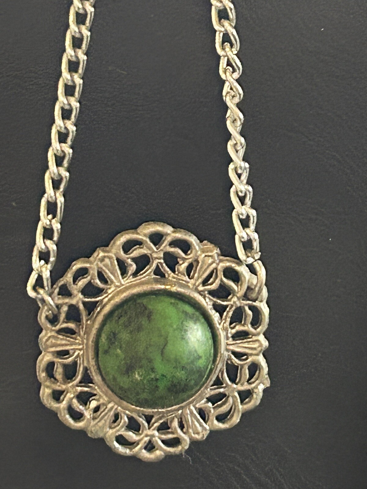 Vintage Natural (Green) Eilat Stone Jerusalem Judaica Pendant