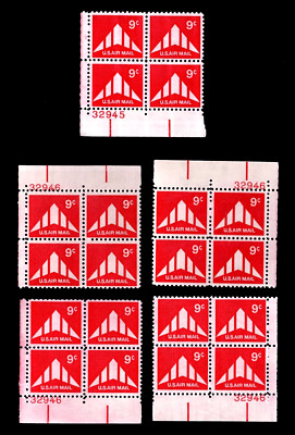 1971 Matching 4 or Single Plate Blocks C77 US MNH Delta Wing Airmail Stamps