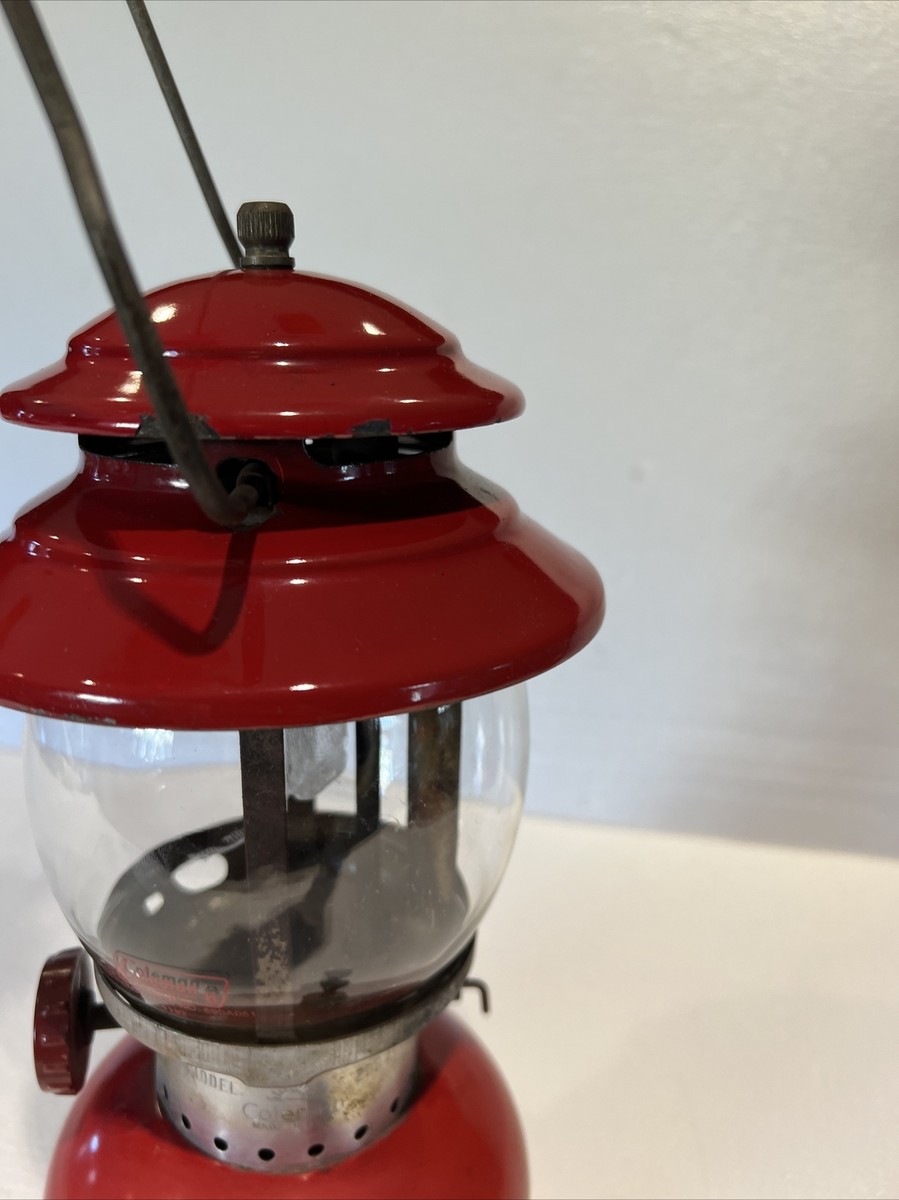Coleman 1967 Lantern Red 200A with Pyrex Globe Camping Dated 7/67