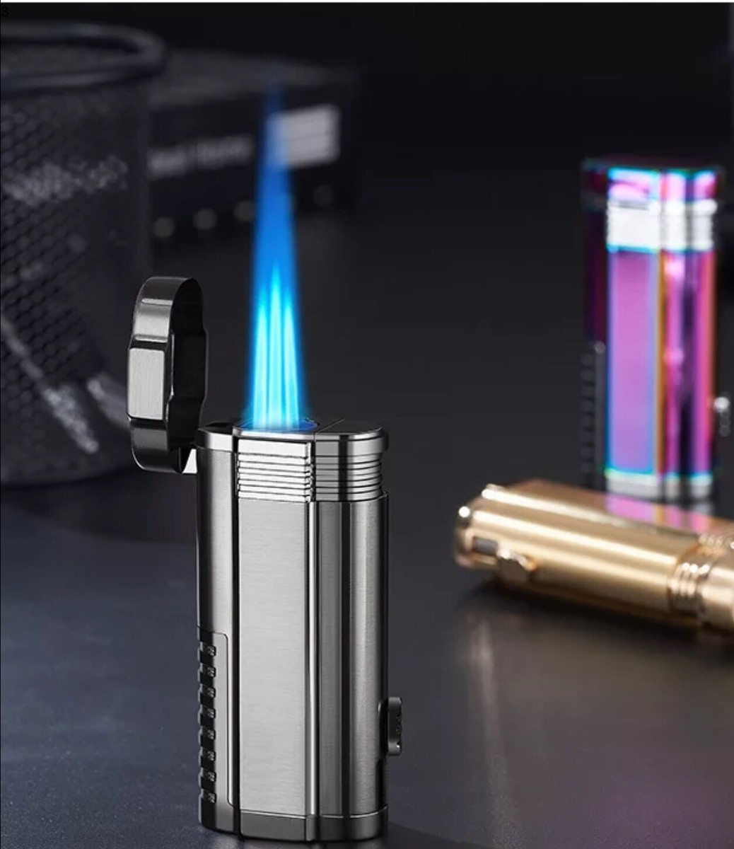 Ever Tech Triple Jet Torch Flame Refillable Butane Lighter With Cigar Punch