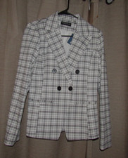 NWT New BAGATELLE Women's Size XS Black White Blazer Jacket Double Breasted