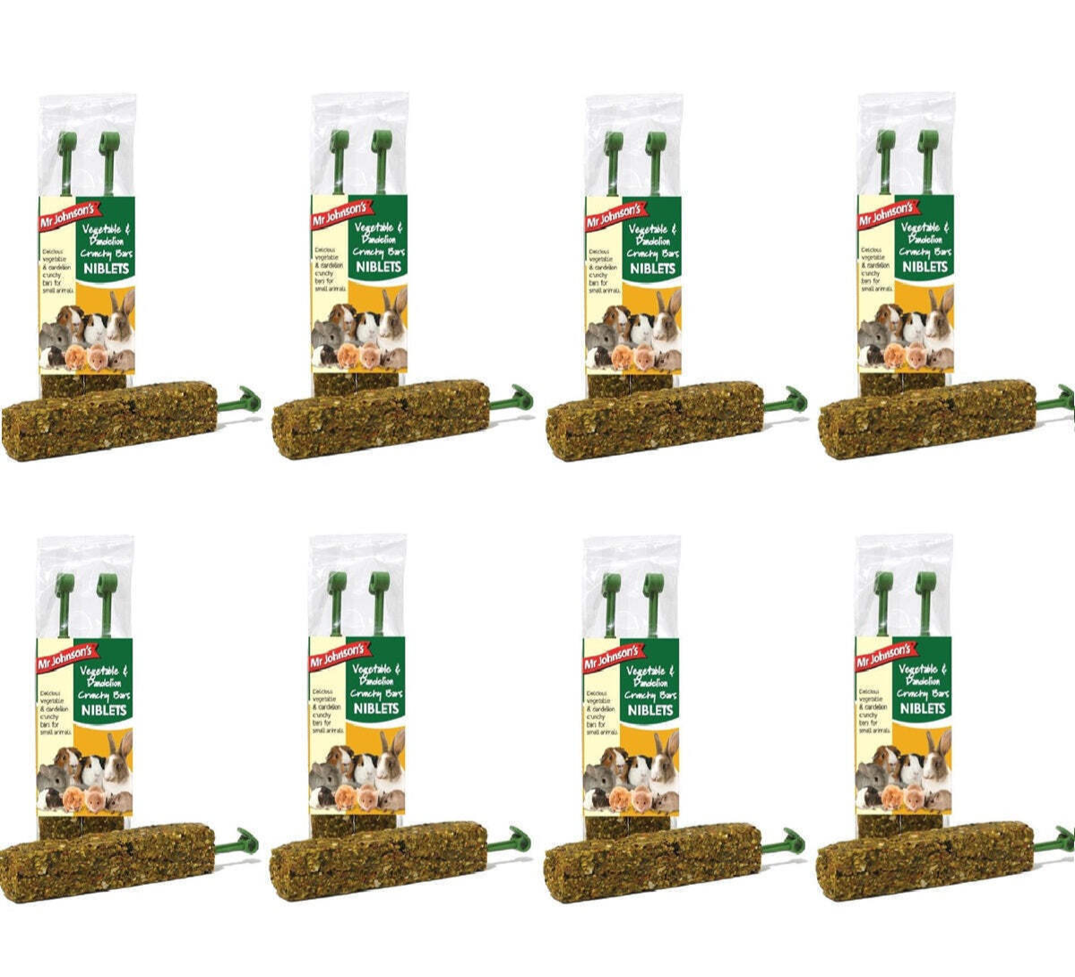 8 x MR JOHNSONS VEG & DANDELION CRUNCHY BARS : Animal Rabbit Guinea Food Niblets