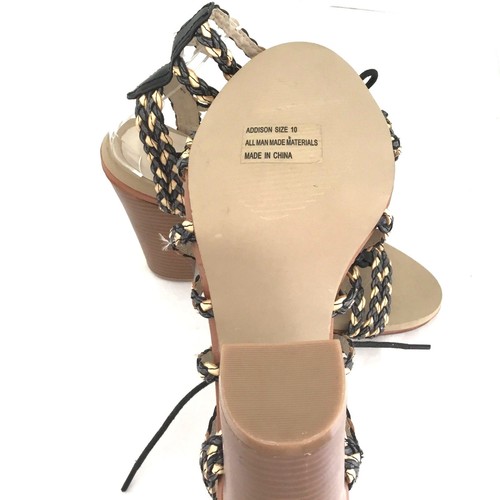 Groove Sandal Heels Womens 10 M Black Braided Strappy Lace-up Shoes 4in Block - Picture 7 of 10