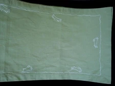 Hallmark Green Table Runner White Rabbits 16" x 88" NEW