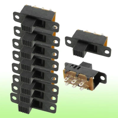 UXCELL 10pcs 6 Pin 3 Position 2P3T Panel Slide Switch 0.5A 50V DC 6mm High Knob