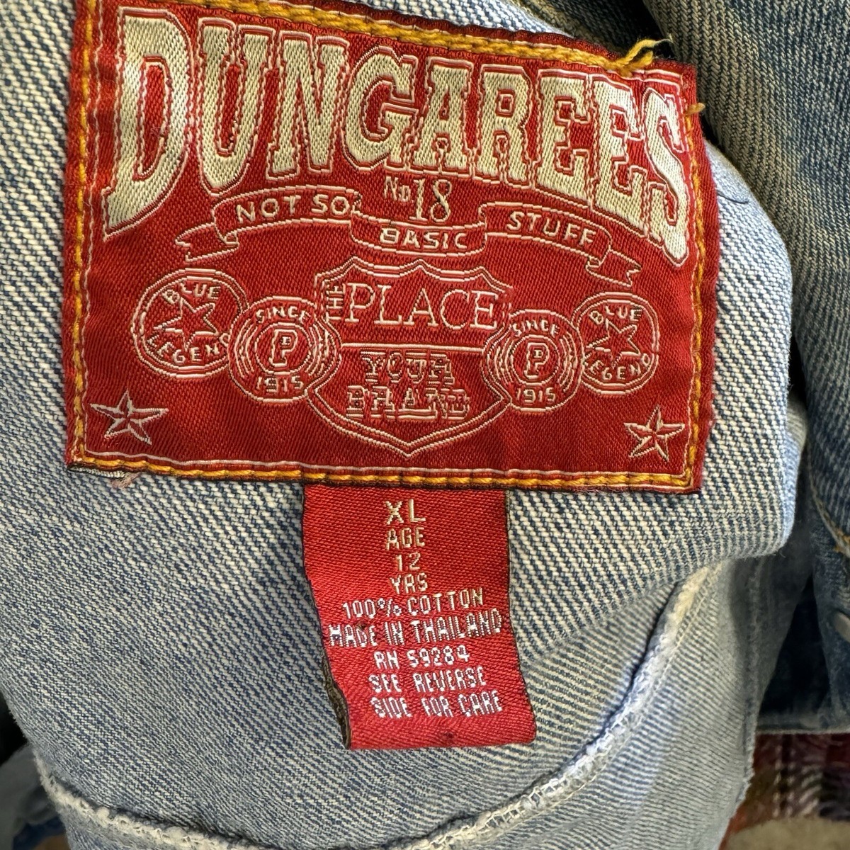 VTG Dungarees Denim Vest Size XL, Youth (womens 6/8)Bear /Wolf