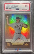 2005 UD Artifacts  Justin Verlander RC Rookie GOLD RAINBOW /25 PSA 9 MINT POP 7