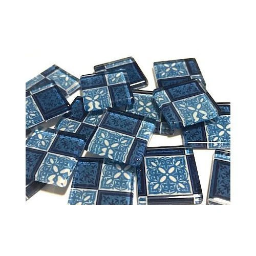 Patterned Handmade Glass Tiles 2.5cm - No. 25 (HM) Mosaic Tiles Art Craft - Picture 2 of 2