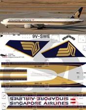Calcomanías V1 Boeing 777-300 Singapore Airlines para kit modelo minicraft 1/144