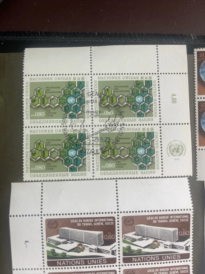 U.N. 1973-1975 Geneva 8 Blocks Of 4 Stamps Each, MLH, See Photos - Image 2 of 4