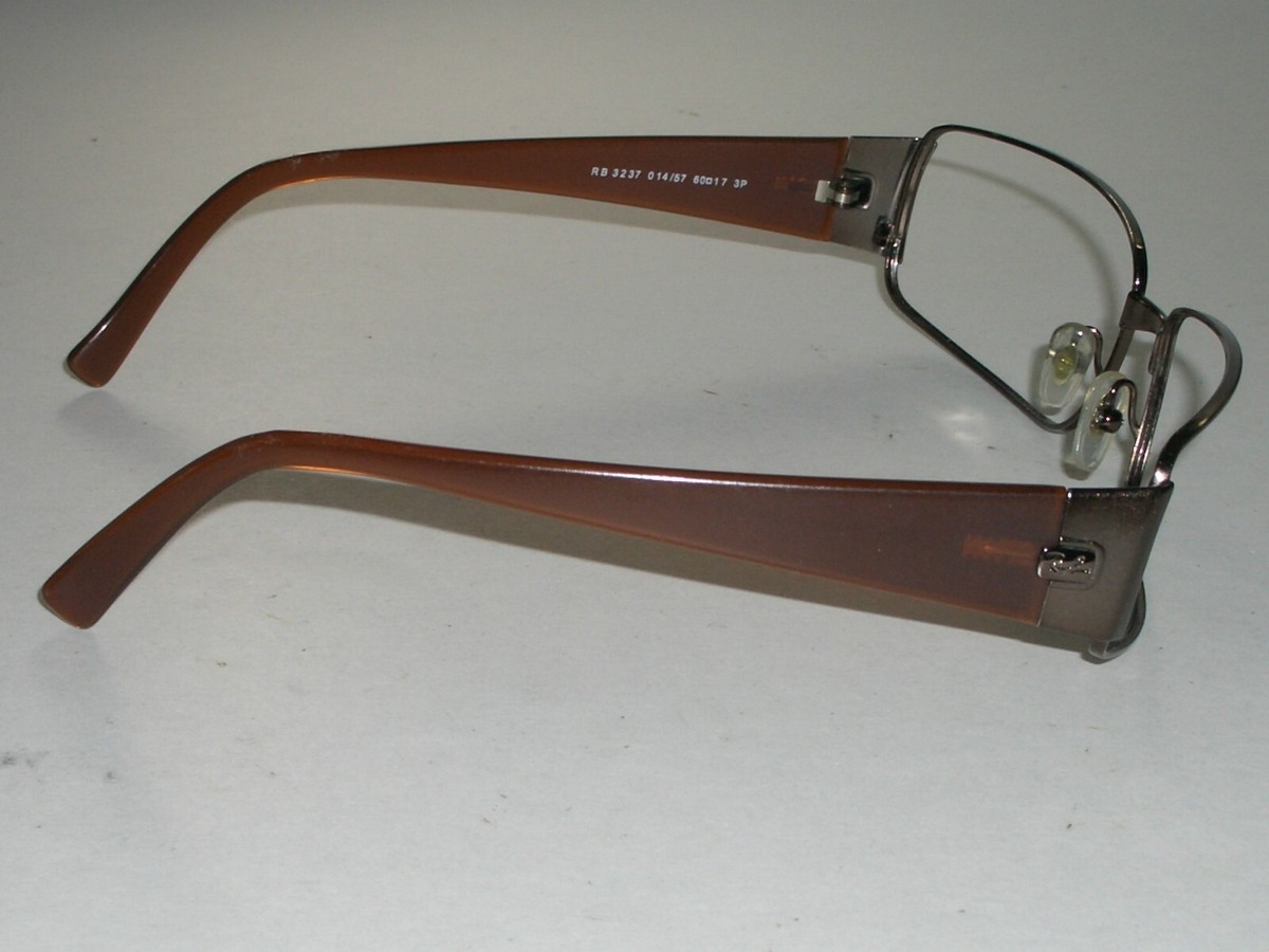 RAY BAN RB3237 60[]17 RECTANGULAR BROWNISH CHROME SUNGLASSES