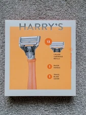 NEW Harrys Razor Blades 13 Cartridge Refills Handle Travel Blade Cover Box Set