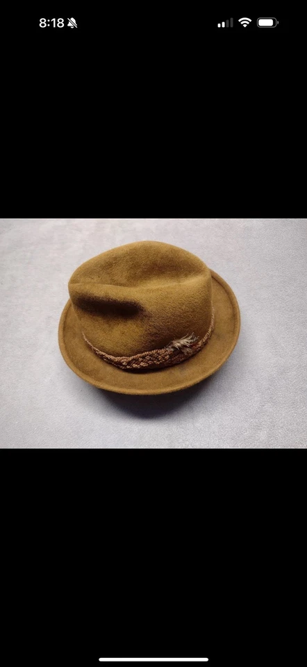 Vintage Stetson The Sovereign Brown Fur Fedora Hat Pinch Front Union Made Sz 7 - Image 4 of 4