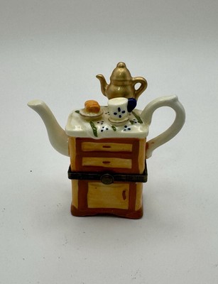 Vintage Porcelain Whimsical Tea Set Trinket/Pill Box