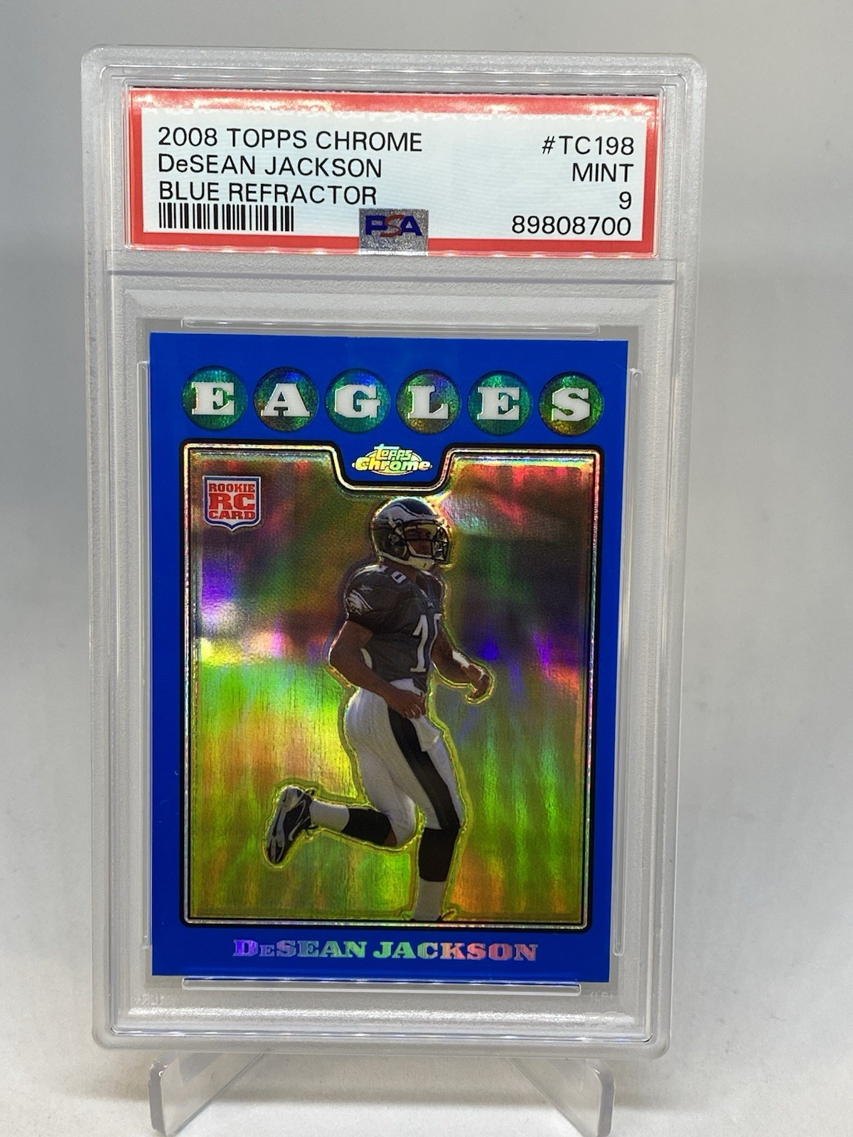 2008 TOPPS CHROME BLUE REFRACTOR TC198 DeSEAN JACKSON PSA 9 MINT RC Rookie POP 7