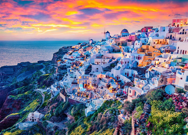 Santorini Island Puzzle 1000 Teile Erwachsene Greek Resort Oia Erwachsene 1000 T-image