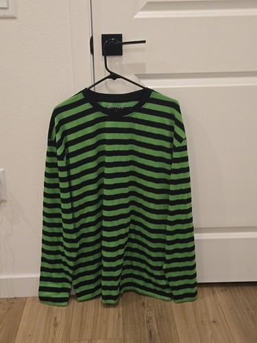 Hot Topic Green Black Striped Long Sleeve 2xl