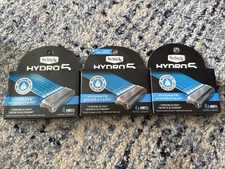 Lot Of 3- Schick Hydro 5 Hydrating Razor Blade Refills - 4 Cartridges Ea- 12 Tot